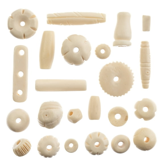 John Bead Whtie Natural Bone Beads Assorted Box Set, 250g