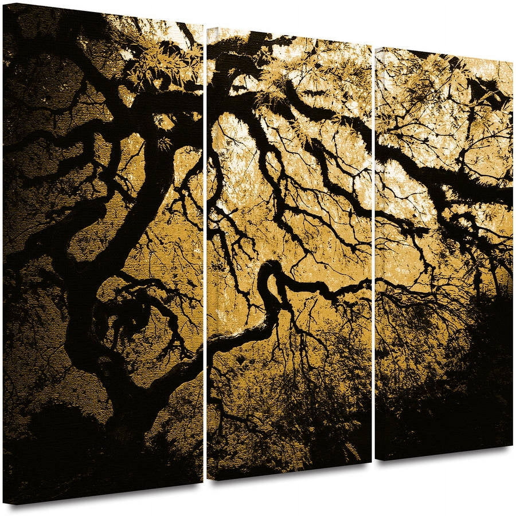 John Black  "Gold Rendition: Japanese Tree" Gallery-Wrapped Canvas, (3-Piece Set)