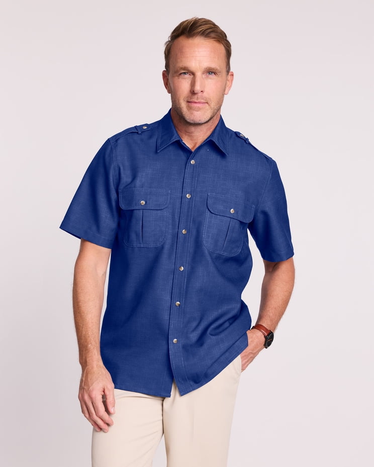 Blair Mens John Blair® Short-Sleeve Linen-Look Pilot Shirt