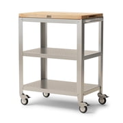 John Boos Cucina Culinarte Kitchen Cart w/ Shelves & Removable Maple Wood Cutting Board