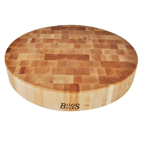 John Boos CCB Round Reversible Wood Chopping Board, 18" x 18" x 3", Maple