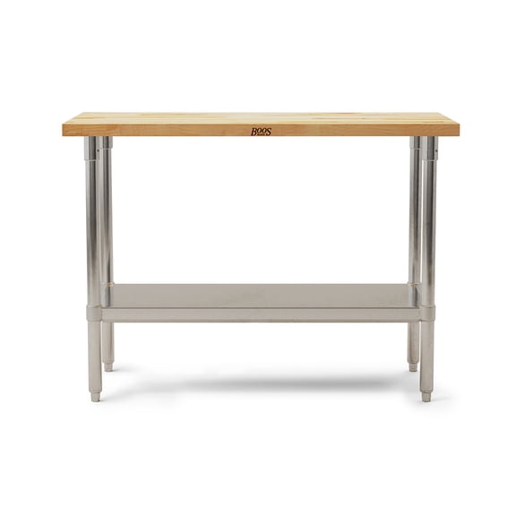 John Boos Maple Wood Top Work Table with Adjustable Lower Shelf, 48 x 24 x 1.5"
