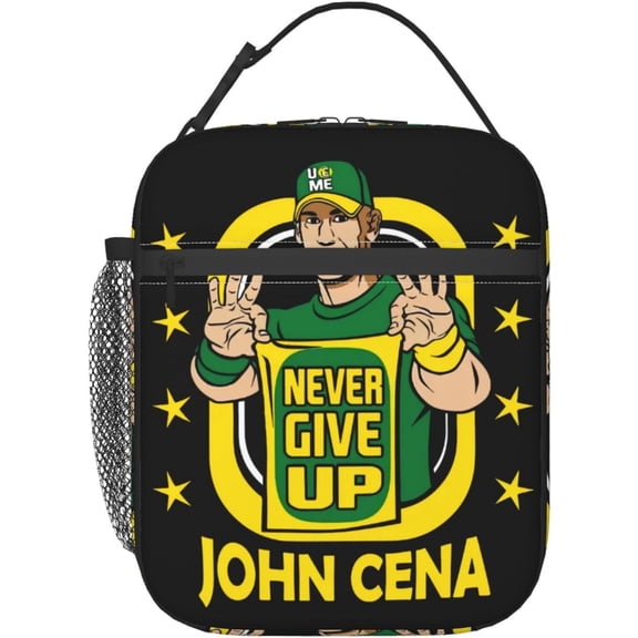 John Boxer Cena Lunch Bag Portable Insulated Lunch Box Large Capacity Tote Bag Zipper Net Pocket 10 L X 4 W X 8 H inches For School Work Camping Travel