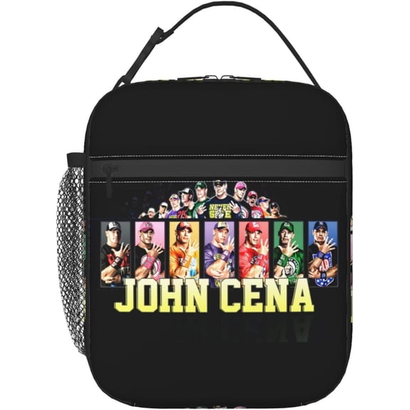 John Boxer Cena Lunch Bag Portable Insulated Lunch Box Large Capacity Tote Bag Zipper Net Pocket 10 L X 4 W X 8 H inches For School Work Camping Travel