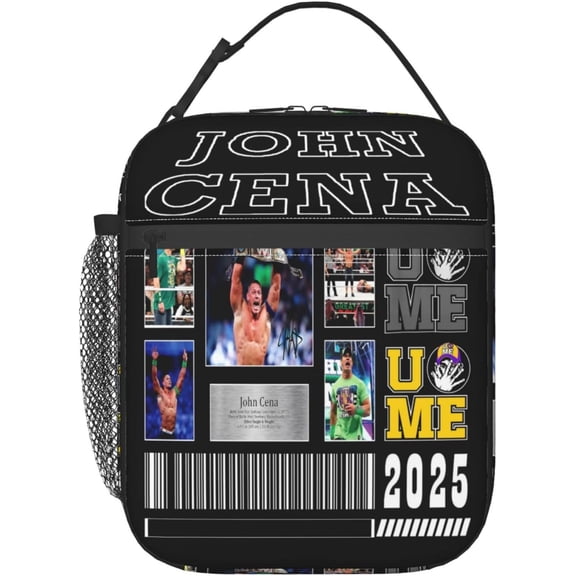 John Boxer Cena Lunch Bag Portable Insulated Lunch Box Large Capacity Tote Bag Zipper Net Pocket 10 L X 4 W X 8 H inches For School Work Camping Travel