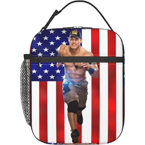John Boxer Cena Lunch Bag Portable Insulated Lunch Box Large Capacity Tote Bag Zipper Net Pocket 10 L X 4 W X 8 H inches For School Work Camping Travel