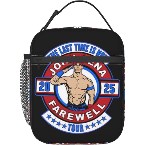 John Boxer Cena Lunch Bag Portable Insulated Lunch Box Large Capacity Tote Bag Zipper Net Pocket 10 L X 4 W X 8 H inches For School Work Camping Travel