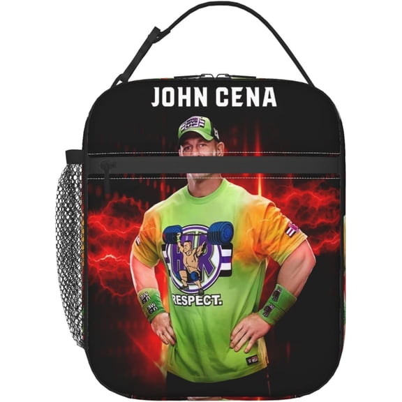 John Boxer Cena Lunch Bag Portable Insulated Lunch Box Large Capacity Tote Bag Zipper Net Pocket 10 L X 4 W X 8 H inches For School Work Camping Travel