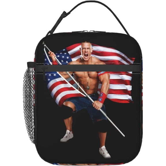 John Boxer Cena Lunch Bag Portable Insulated Lunch Box Large Capacity Tote Bag Zipper Net Pocket 10 L X 4 W X 8 H inches For School Work Camping Travel