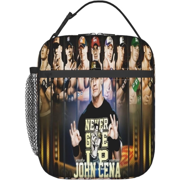 John Boxer Cena Lunch Bag Portable Insulated Lunch Box Large Capacity Tote Bag Zipper Net Pocket 10 L X 4 W X 8 H inches For School Work Camping Travel
