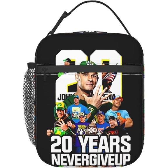 John Boxer Cena Lunch Bag Portable Insulated Lunch Box Large Capacity Tote Bag Zipper Net Pocket 10 L X 4 W X 8 H inches For School Work Camping Travel