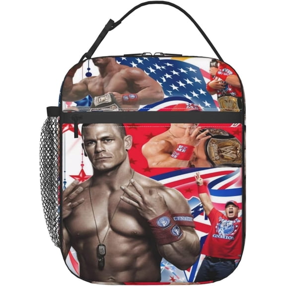 John Boxer Cena Lunch Bag Portable Insulated Lunch Box Large Capacity Tote Bag Zipper Net Pocket 10 L X 4 W X 8 H inches For School Work Camping Travel