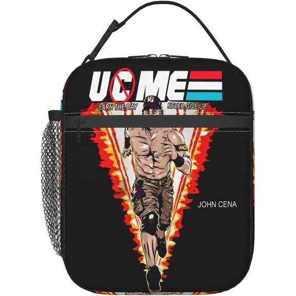 John Boxer Cena Lunch Bag Portable Insulated Lunch Box Large Capacity Tote Bag Zipper Net Pocket 10 L X 4 W X 8 H inches For School Work Camping Travel