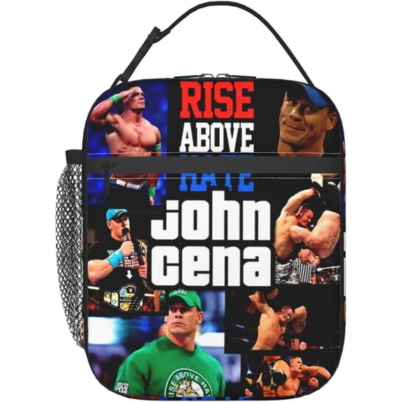 John Boxer Cena Lunch Bag Portable Insulated Lunch Box Large Capacity Tote Bag Zipper Net Pocket 10 L X 4 W X 8 H inches For School Work Camping Travel