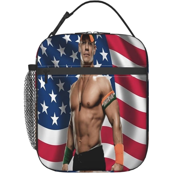 John Boxer Cena Lunch Bag Portable Insulated Lunch Box Large Capacity Tote Bag Zipper Net Pocket 10 L X 4 W X 8 H inches For School Work Camping Travel