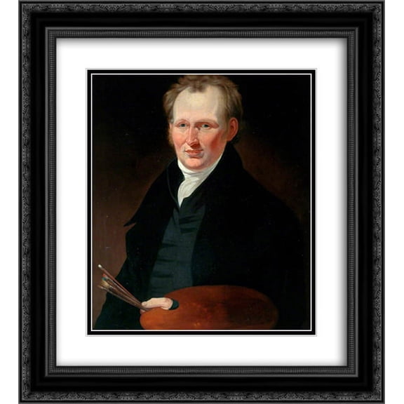 John Bradley 2x Matted 20x22 Black Ornate Framed Art Print 'Self Portrait'