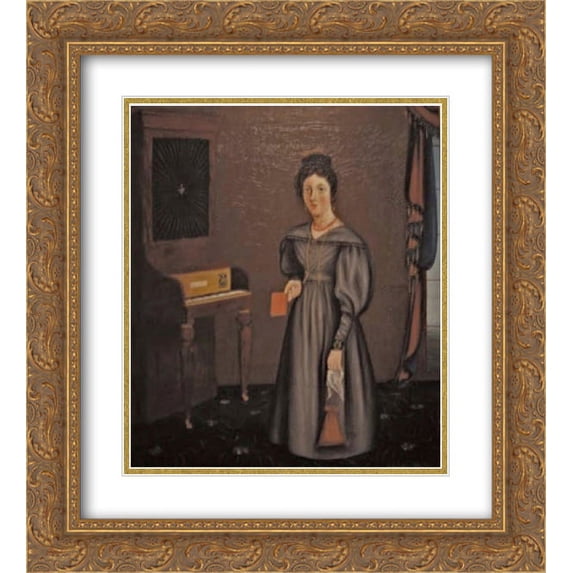John Bradley 2x Matted 20x24 Gold Ornate Framed Art Print 'Woman Before a Pianoforte '