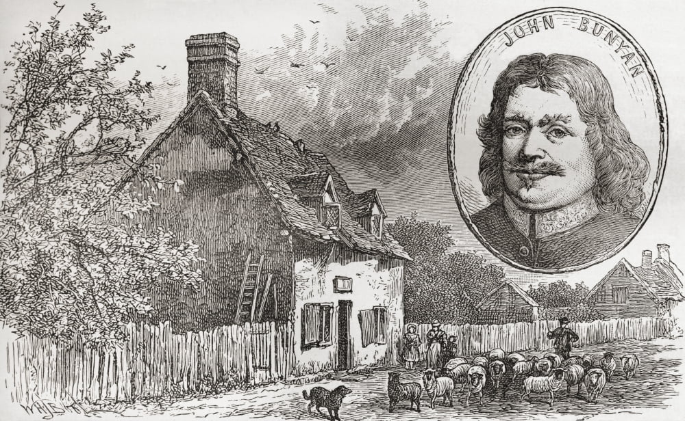 John Bunyans Cottage In Elstow Bedfordshire England Seen In The Late 19Th Century John Bunyan 1628 Canvas Art - Ken Welsh Design Pics (36 x 22)