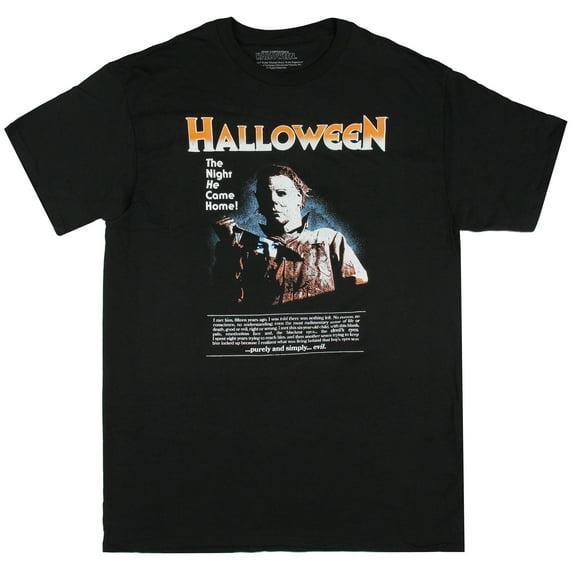 John Carpenter's 1978 Halloween Men's Michael Myers The Night He Came Home Vintage Horror Movie Short Sleeve Adult T-Shirt