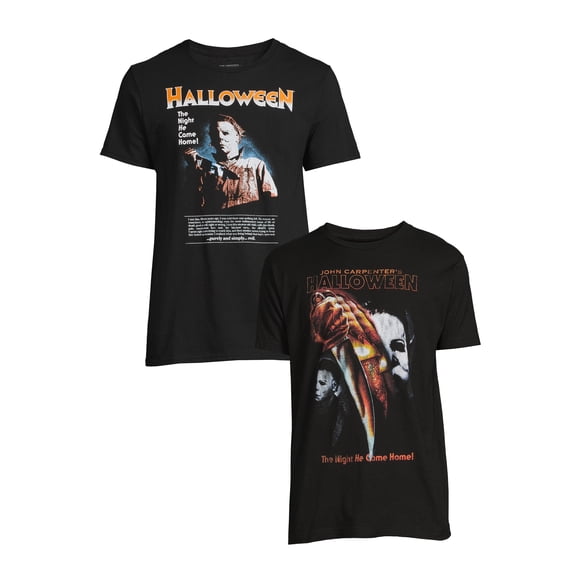 John Carpenter's Halloween Men's and Big Men's Graphic Tee Shirt, 2-Pack