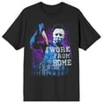 thumbnail image 1 of John Carpenter's Halloween Mike Meyers I Work From Home Adult Black Crew Neck Short Sleeve T-shirt-XS, 1 of 4