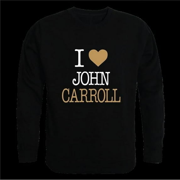 John Carroll University Blue Streaks I Love Crewneck Sweatshirt, Black - Extra Large