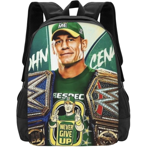 John Cena Backpack Casual Wrestling Backpack Large Capacity Laptop Backpack Green Backpack Wrestler Fans Birthday Gift