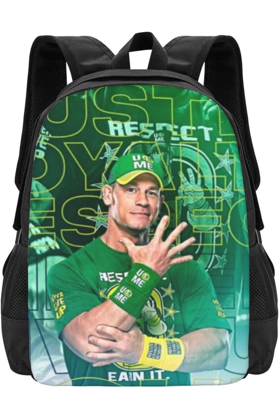 John Cena Backpack Casual Wrestling Backpack Large Capacity Laptop Backpack Green Backpack Wrestler Fans Birthday Gift