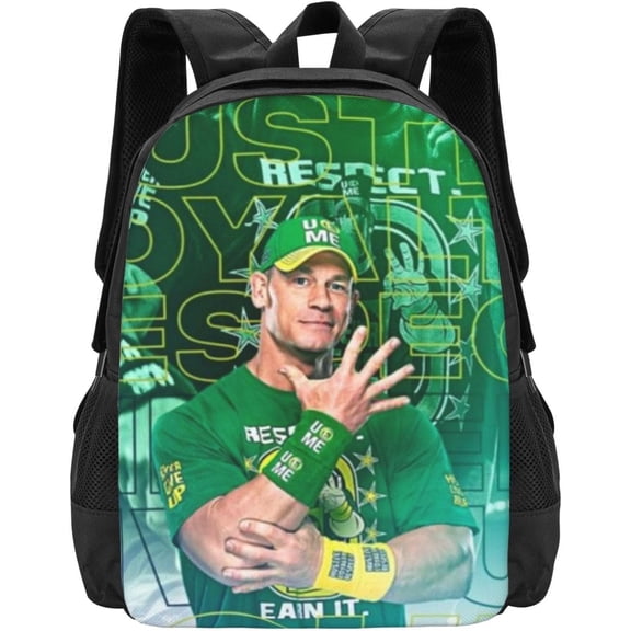 John Cena Backpack Casual Wrestling Backpack Large Capacity Laptop Backpack Green Backpack Wrestler Fans Birthday Gift