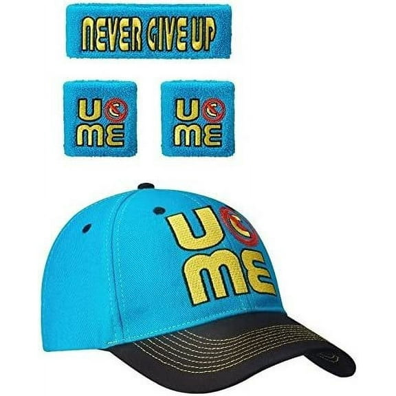 John Cena Blue Throwback U Can't See Me Baseball Hat Headband Wristband Set