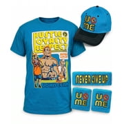 John Cena Boys Blue Throwback Kids Costume T-shirt Hat Wristbands YL