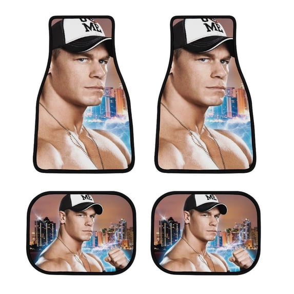 John Cena Car Floor Mats Set of 4, Wrestling Car Mats, Non Slip Auto Floor Carpet, 4 Piece Set of Car Interior Carpets Proof Foot Pads Anti-Slip Cushion Automoetive Accessories