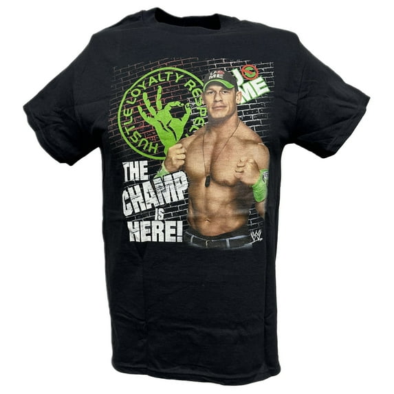 John Cena Champ Is Here WWE Neon Mens Black T-shirt