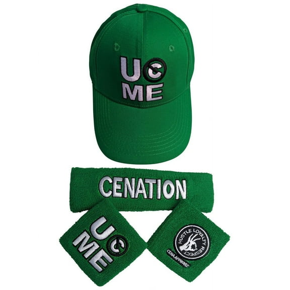 John Cena Green Salute the Cenation Baseball Hat Headband Wristband Set