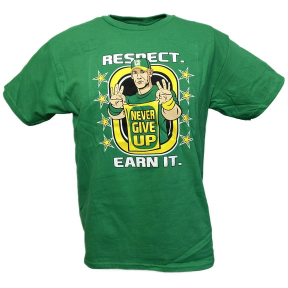 John Cena Green Yellow Earn The Day Boys Kids T-shirt YM 10-12