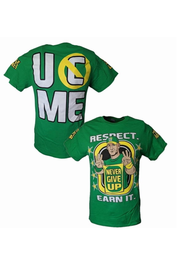 John Cena Green Yellow Earn The Day Mens T-shirt L