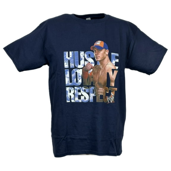 John Cena Hustle Loyalty Respect Navy Blue Kids T-shirt Boys YXL 18-20