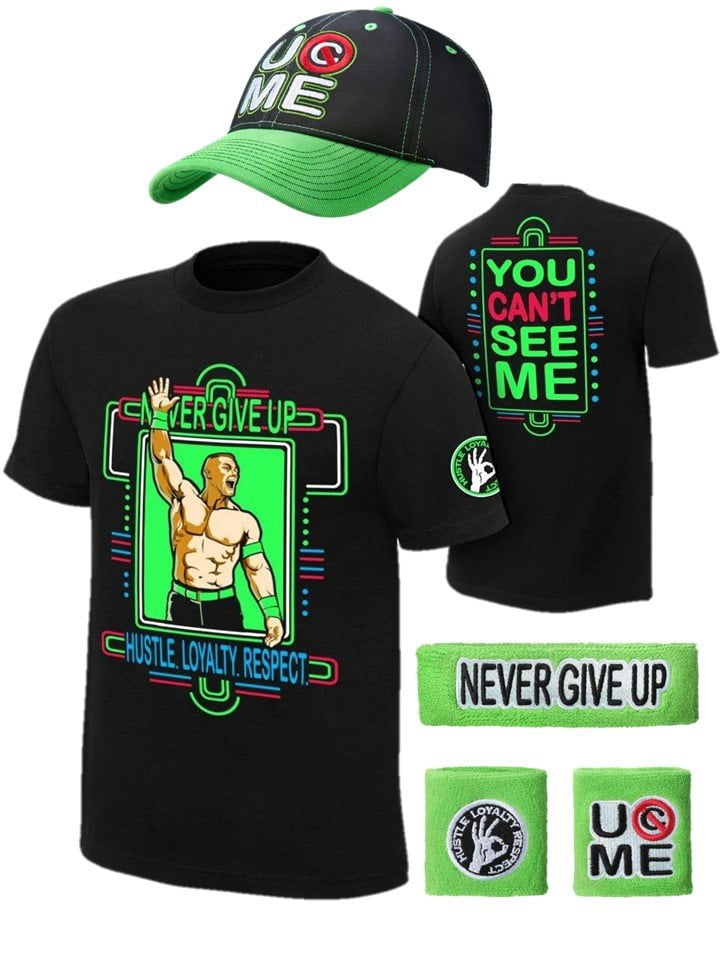 John Cena Fan Gear – Neon Green Costume Hat, T-shirt & Wristbands Set By EWS