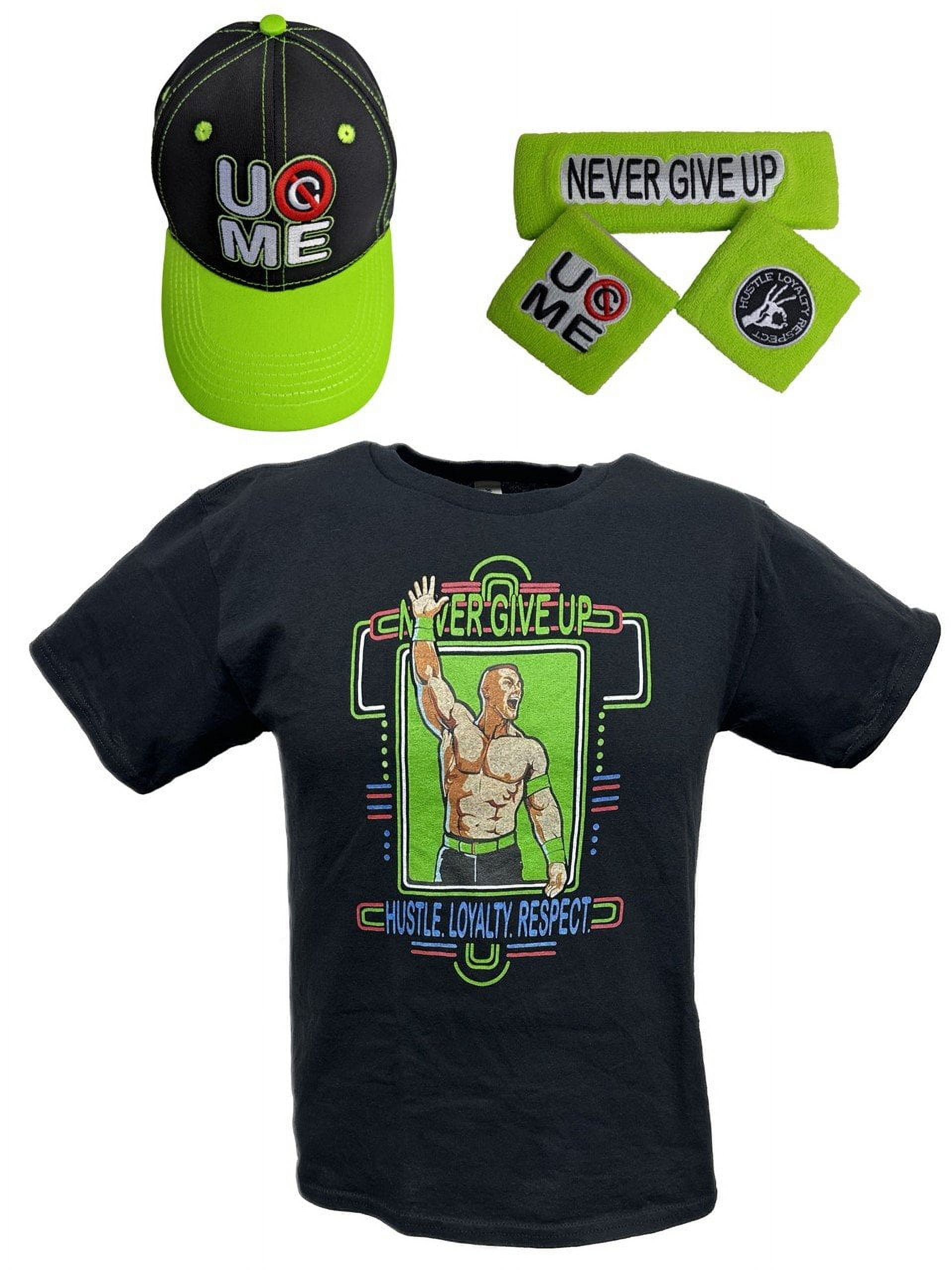 John Cena Kids Neon Green Boys Costume T-shirt Hat Wristbands YL ...