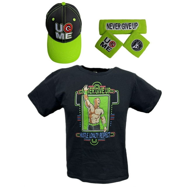 John Cena WWE Wrestling Kids Costume: Neon Green T-shirt, Hat