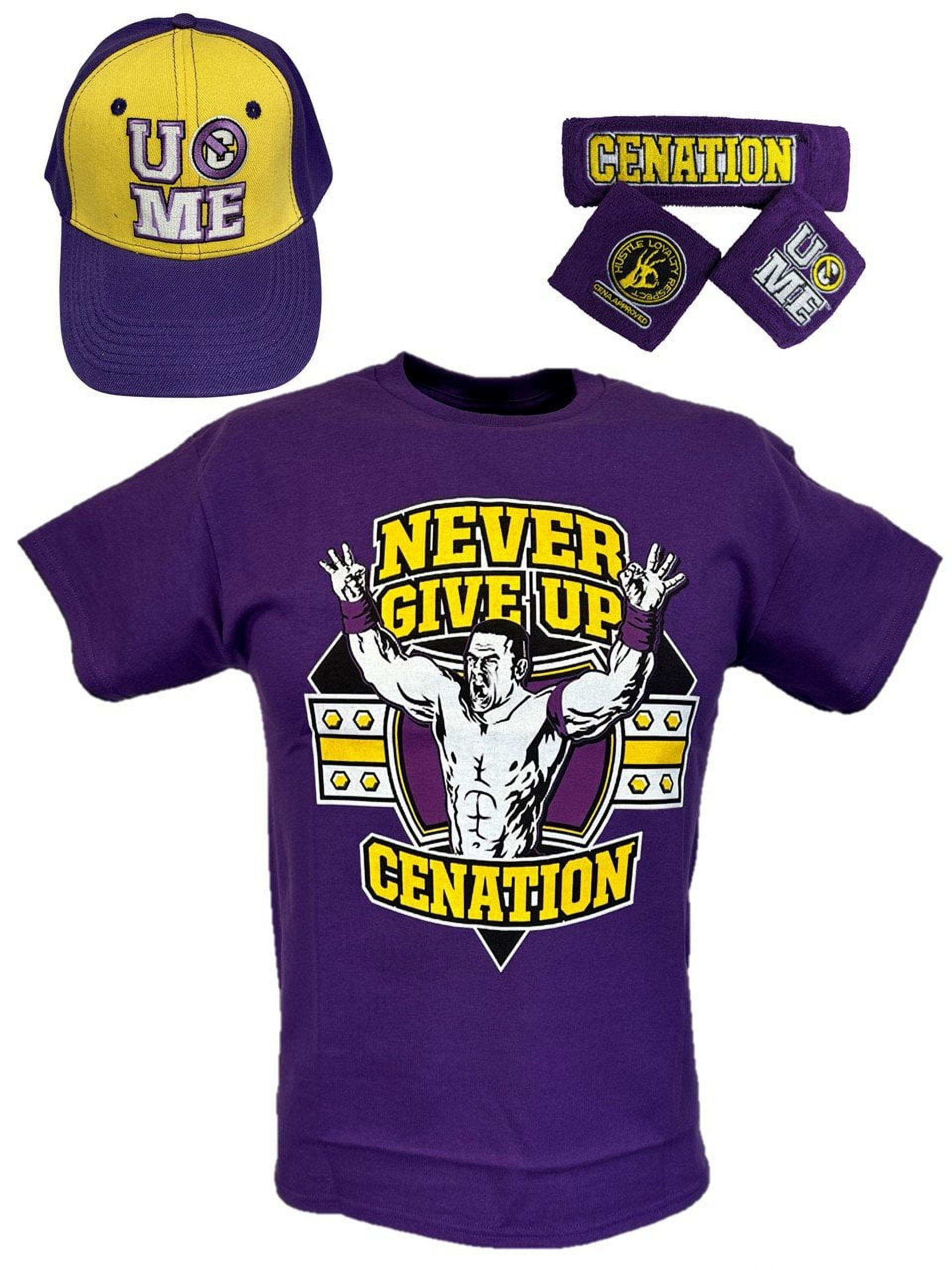 John Cena Kids Purple Costume Hat T-shirt Wristbands Boys YL 10-12 ...