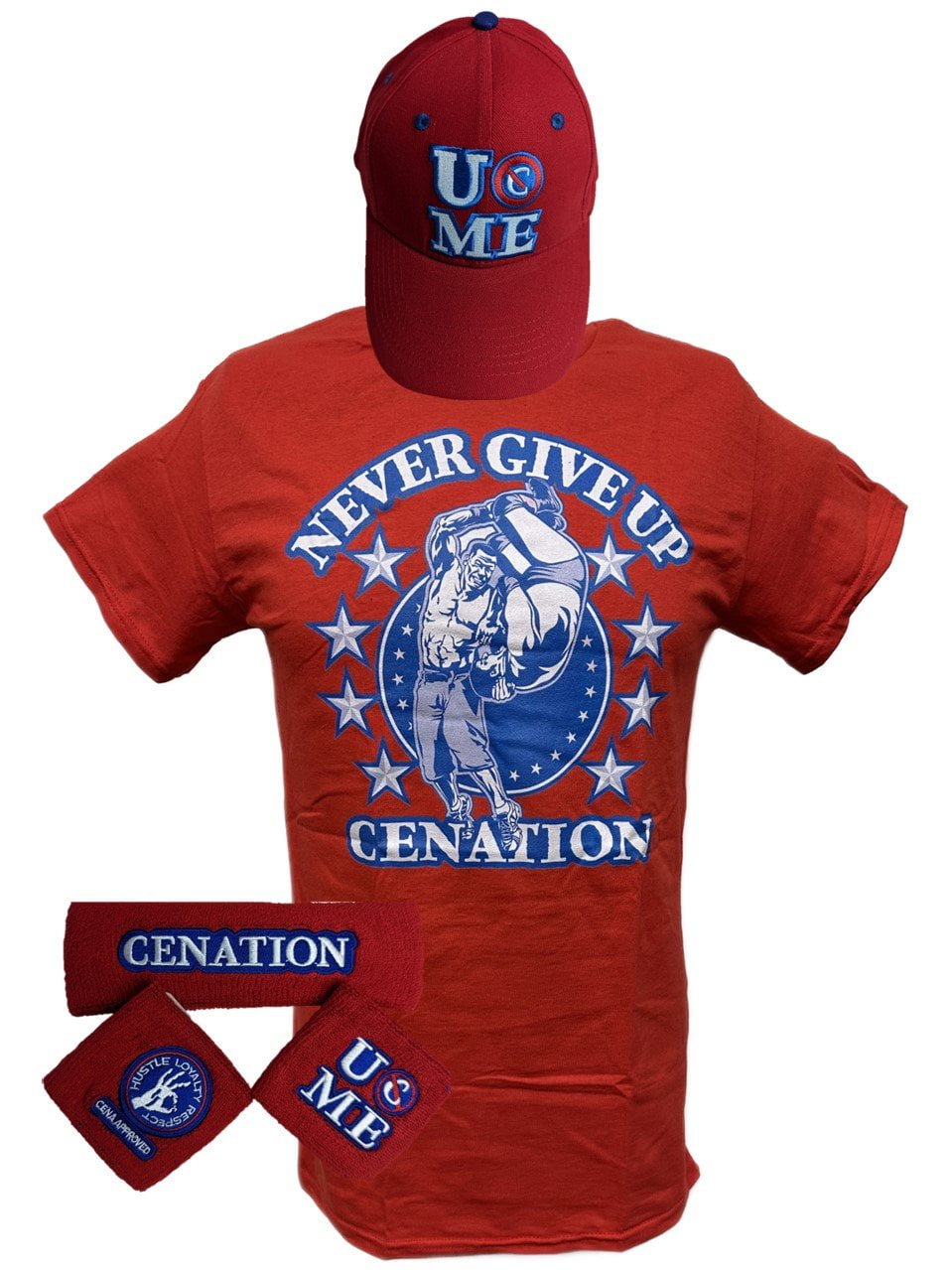 John Cena WWE Red Headband And Wristbands Set - Official Style Cotton Accessories
