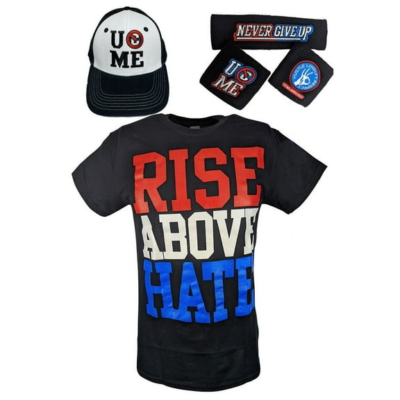 John Cena Kids Rise Above Hate Costume Hat T-shirt Wristbands Boys YS