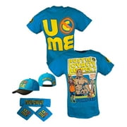 E.W.S. John Cena Mens Blue Throwback Costume Hat T-shirt Wristbands XXL