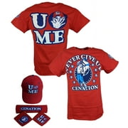 WWE John Cena Mens Red Costume Hat T-shirt Wristbands XXL