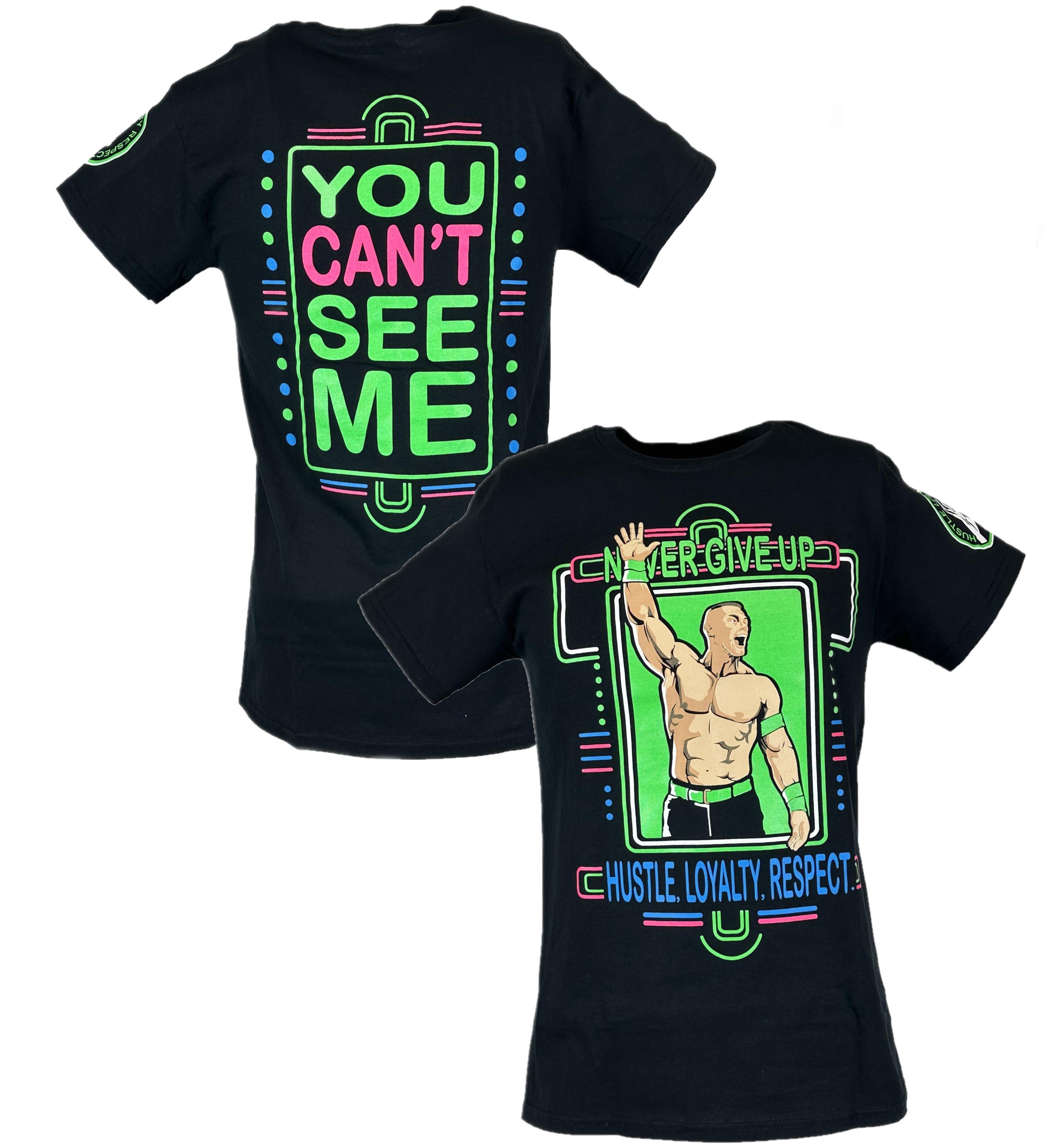 WWE Apparel: John Cena Neon Green 'Never Give Up' Mens T-Shirt, Size XL ...