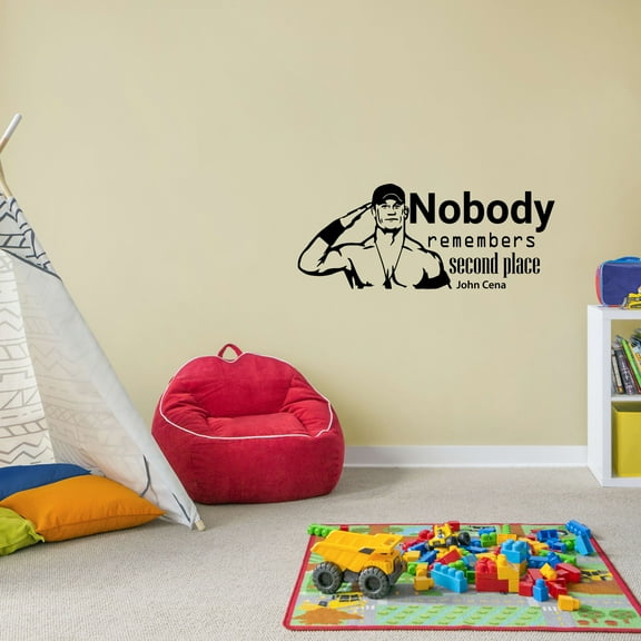 John Cena Nobody Remembers Quote Wrestling Wrestle Fighter WWE Motivation Quotes Saying Wall Art Sticker Designs Vinyl Stickers For Home House Walls Rooms Windows Bedroom Decoration Size (18x20 inch)