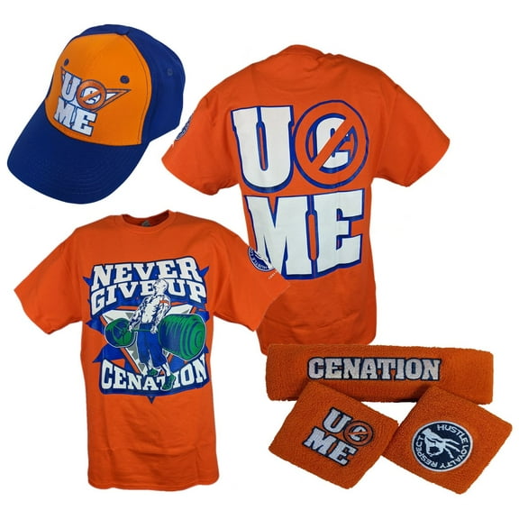 John Cena Orange Mens Costume Hat T-shirt Wristbands XL
