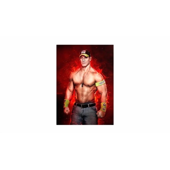 John Cena Portrait with Fiery Background Poster Size 24''x36'' Googate