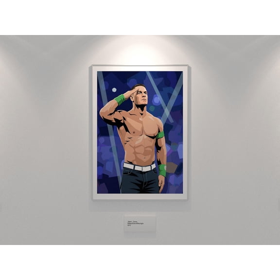 John Cena Power Pose Wrestling Wall Art Poster, Bold Sports Illustration Decor, Size 24x36 Unframed Poster